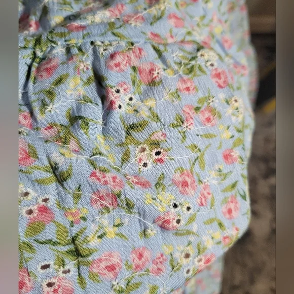 Liberty Love Babydoll style Eyelet Lace Floral tiered off shoulder Dress Medium - Picture 3 of 5